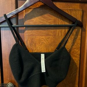 ALO Yoga cashmere jet set  Black Knit Bralette tank